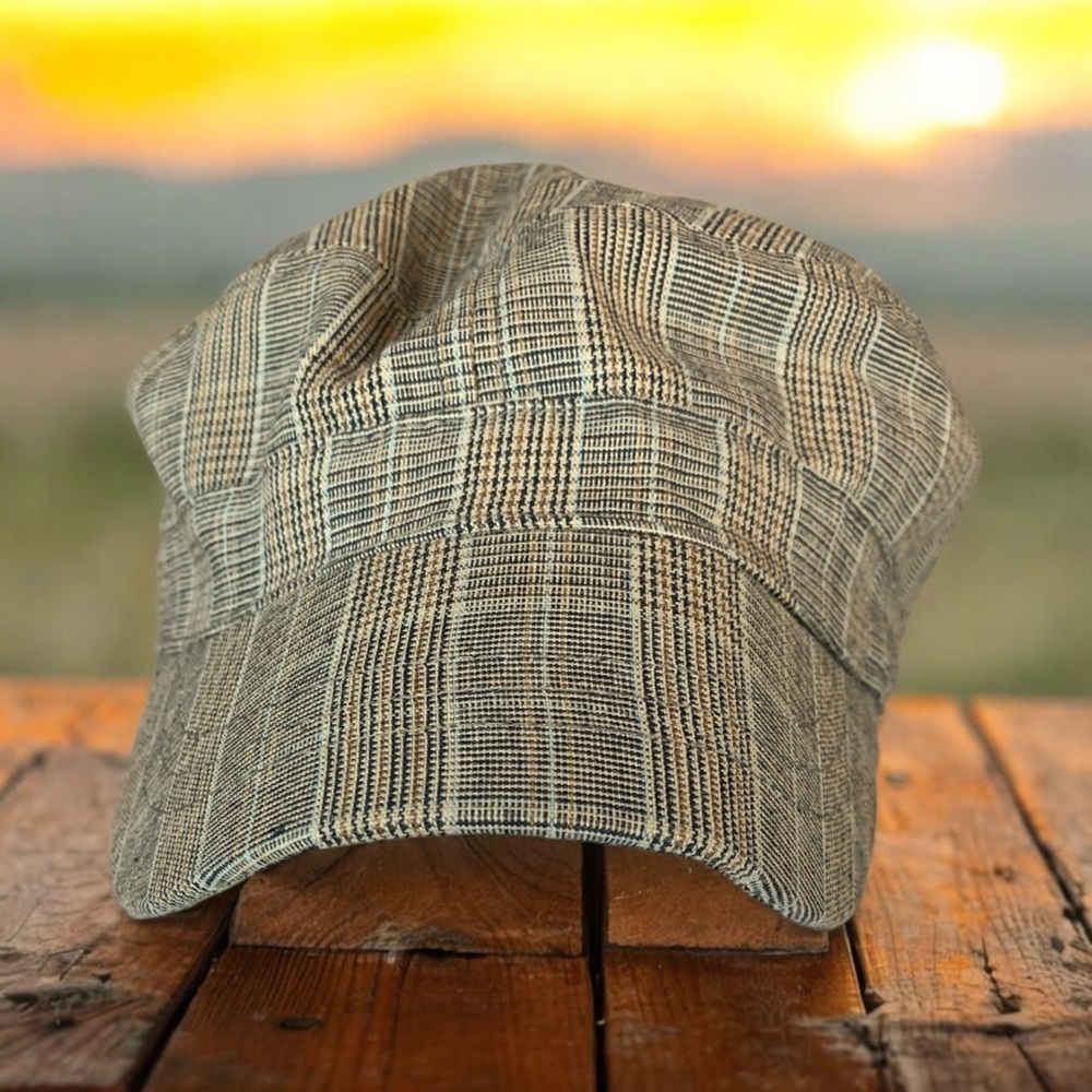 Santiago Hat Co 100% Cotton Beige Plaid Brim Hat Adjustable One Size Fits Most - Picture 5 of 6